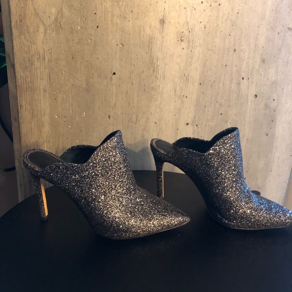 Gianni Bini Black Glitter Mules